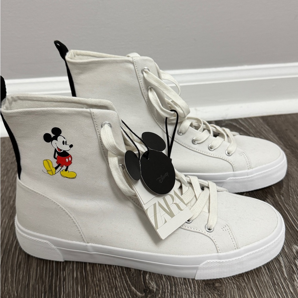 Zara Mickey Mouse Disney high top canvas sneakers